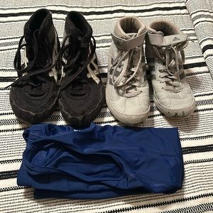 Boys wrestling shoes and singlet